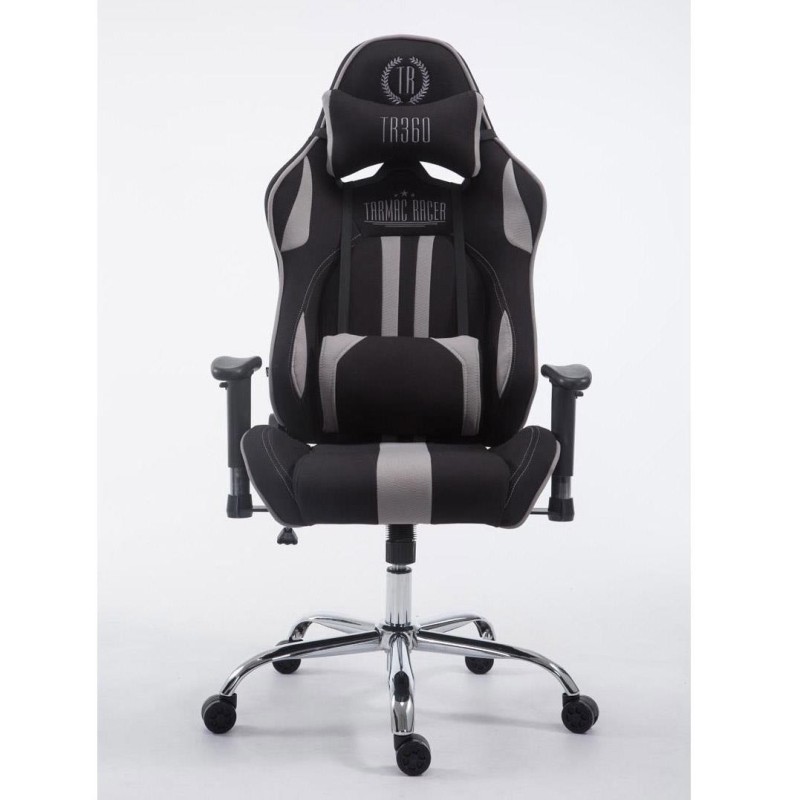 Silla gaming LOGAN TELA, reclinable, con cojines, en color negro/amarillo