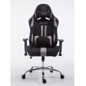 Silla gaming LOGAN TELA, reclinable, con cojines, en color negro/amarillo