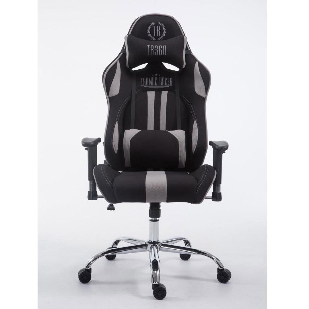 Silla Gaming LOGAN TELA, Respaldo Reclinable, Cojines Incluidos, Base de Metal, En Negro/Amarillo