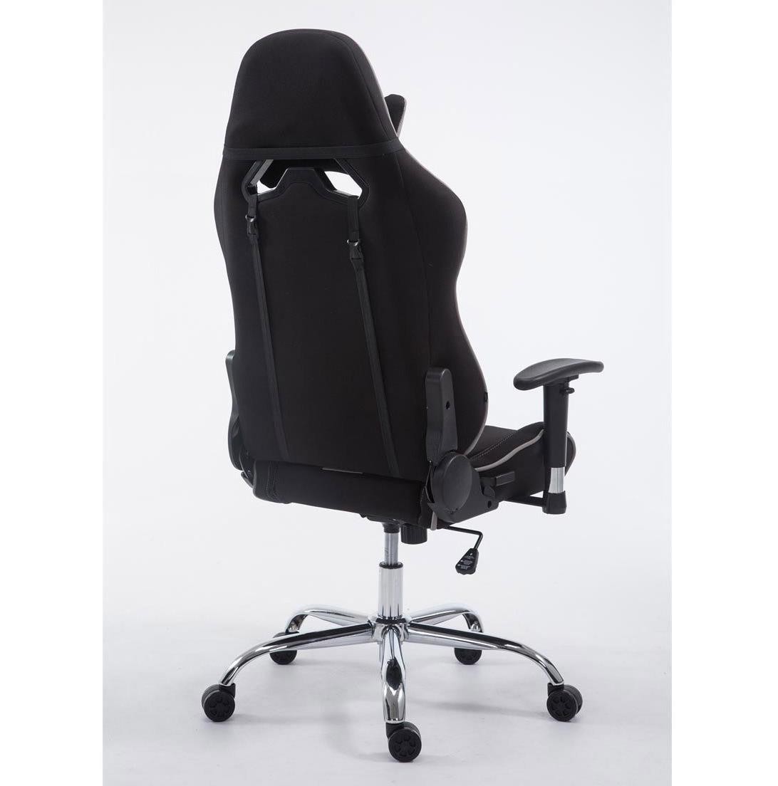 Silla Gaming LOGAN TELA, Respaldo Reclinable, Cojines Incluidos, Base de Metal, En Negro/Amarillo