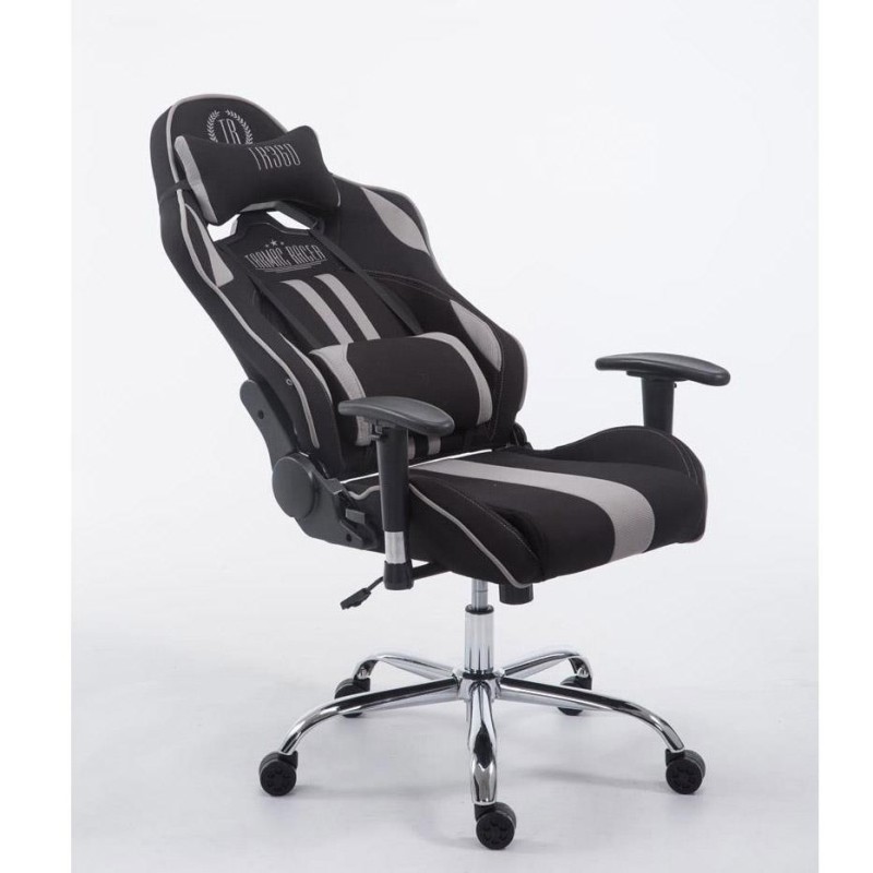 Silla gaming LOGAN TELA, reclinable, con cojines, en color negro/amarillo
