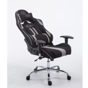 Silla gaming LOGAN TELA, reclinable, con cojines, en color negro/amarillo