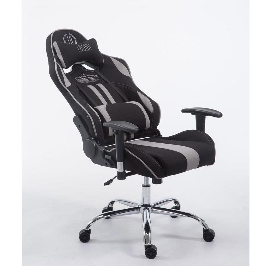 Silla Gaming LOGAN TELA, Respaldo Reclinable, Cojines Incluidos, Base de Metal, En Negro/Amarillo
