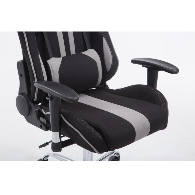 Silla gaming LOGAN TELA, reclinable, con cojines, en color negro/amarillo