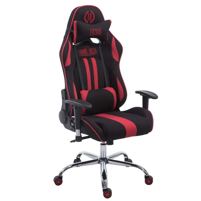 Silla gaming LOGAN TELA, reclinable, con cojines, en color negro/amarillo