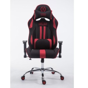 Silla gaming LOGAN TELA, reclinable, con cojines, en color negro/amarillo
