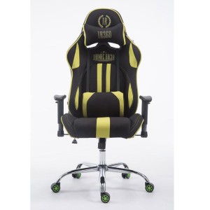 Silla gaming LOGAN TELA, reclinable, con cojines, en color negro/amarillo