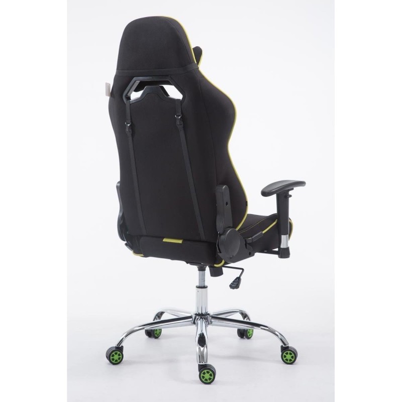 Silla gaming LOGAN TELA, reclinable, con cojines, en color negro/amarillo