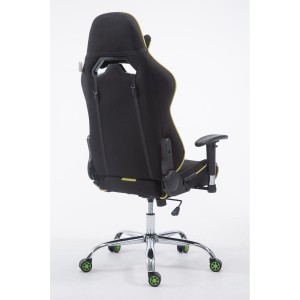 Silla gaming LOGAN TELA, reclinable, con cojines, en color negro/amarillo