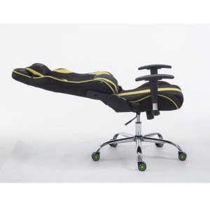 Silla gaming LOGAN TELA, reclinable, con cojines, en color negro/amarillo