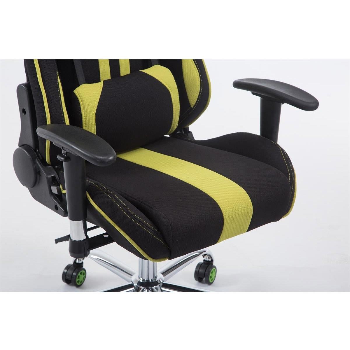 Silla Gaming LOGAN TELA, Respaldo Reclinable, Cojines Incluidos, Base de Metal, En Negro/Amarillo