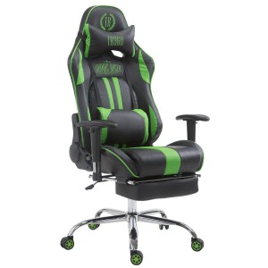 Silla gaming LOGAN con reposapiés, reclinable, con cojines, en piel color negro/amarillo