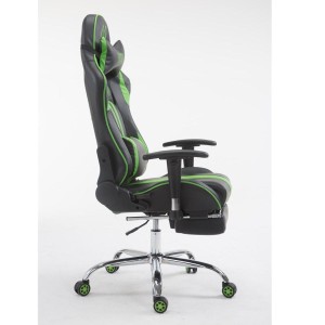 Silla gaming LOGAN con reposapiés, reclinable, con cojines, en piel color negro/amarillo