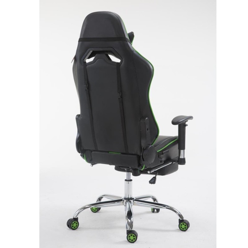 Silla gaming LOGAN con reposapiés, reclinable, con cojines, en piel color negro/amarillo
