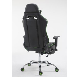 Silla gaming LOGAN con reposapiés, reclinable, con cojines, en piel color negro/amarillo