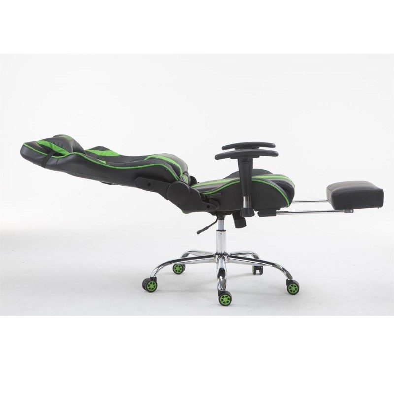 Silla gaming LOGAN con reposapiés, reclinable, con cojines, en piel color negro/amarillo