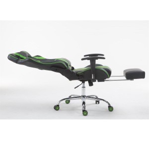 Silla gaming LOGAN con reposapiés, reclinable, con cojines, en piel color negro/amarillo