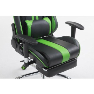 Silla gaming LOGAN con reposapiés, reclinable, con cojines, en piel color negro/amarillo