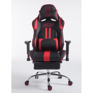 Silla gaming LOGAN con reposapiés, reclinable, con cojines, en piel color negro/amarillo