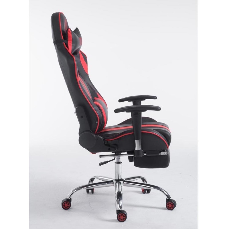 Silla gaming LOGAN con reposapiés, reclinable, con cojines, en piel color negro/amarillo