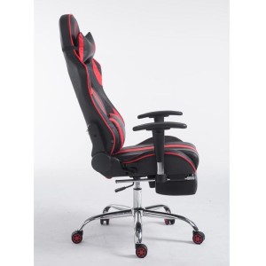 Silla gaming LOGAN con reposapiés, reclinable, con cojines, en piel color negro/amarillo