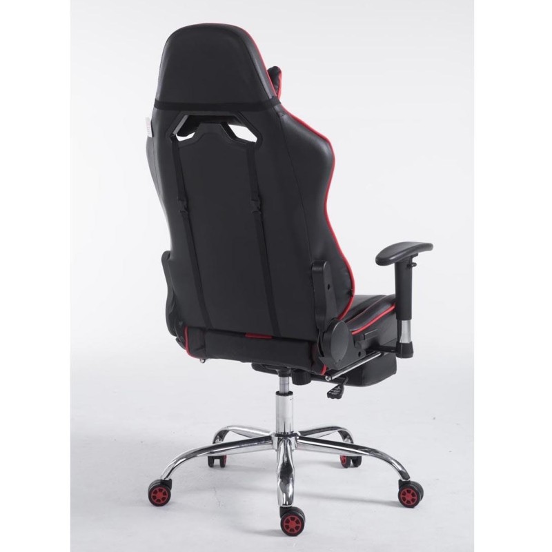 Silla gaming LOGAN con reposapiés, reclinable, con cojines, en piel color negro/amarillo