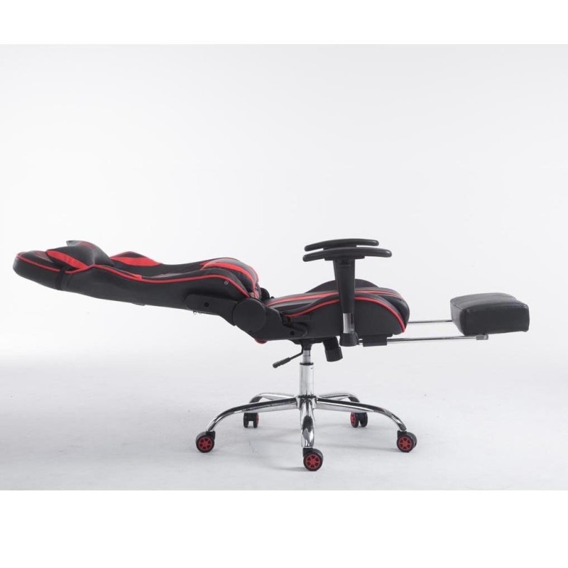 Silla gaming LOGAN con reposapiés, reclinable, con cojines, en piel color negro/amarillo