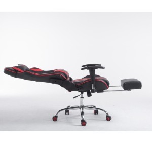 Silla gaming LOGAN con reposapiés, reclinable, con cojines, en piel color negro/amarillo