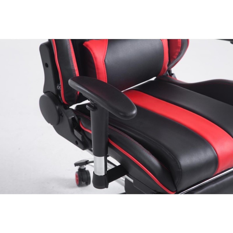 Silla gaming LOGAN con reposapiés, reclinable, con cojines, en piel color negro/amarillo