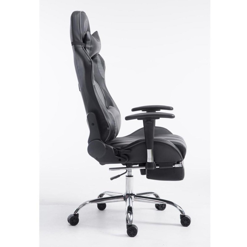 Silla gaming LOGAN con reposapiés, reclinable, con cojines, en piel color negro/amarillo