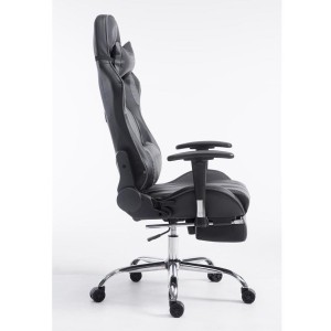 Silla gaming LOGAN con reposapiés, reclinable, con cojines, en piel color negro/amarillo