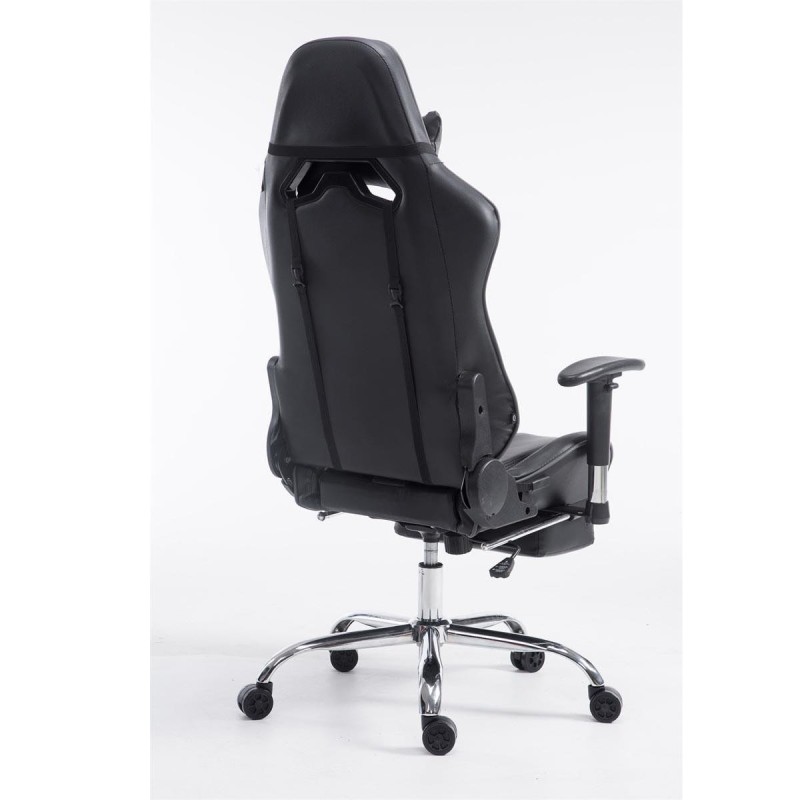 Silla gaming LOGAN con reposapiés, reclinable, con cojines, en piel color negro/amarillo
