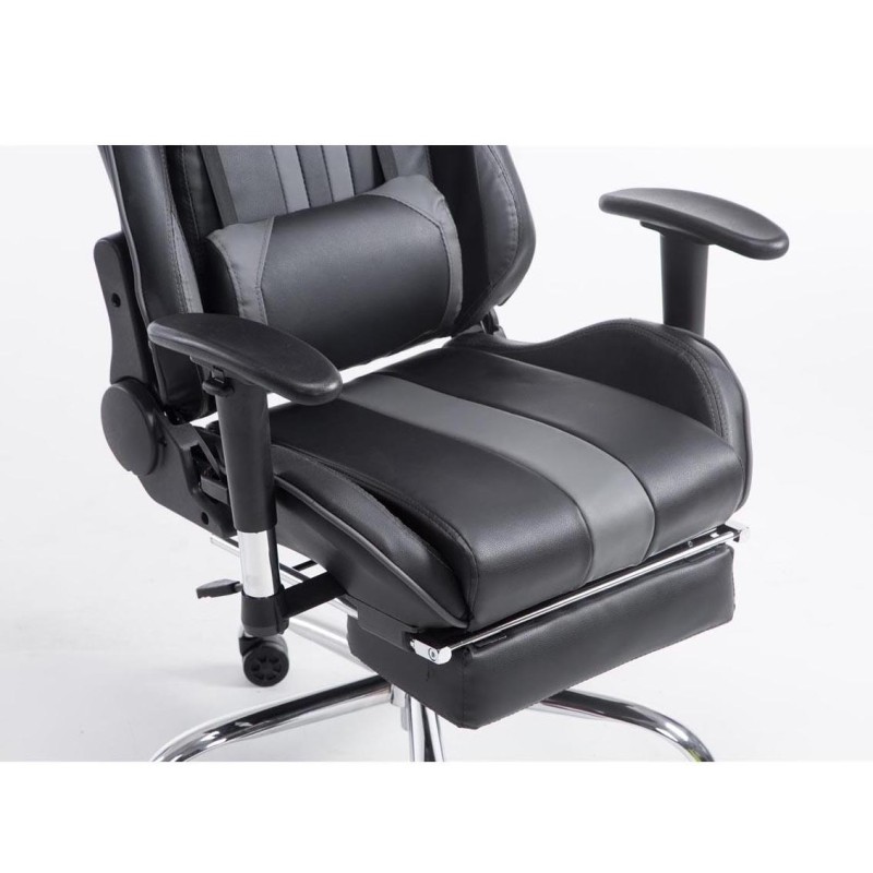 Silla gaming LOGAN con reposapiés, reclinable, con cojines, en piel color negro/amarillo