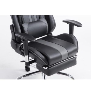 Silla gaming LOGAN con reposapiés, reclinable, con cojines, en piel color negro/amarillo