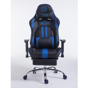 Silla gaming LOGAN con reposapiés, reclinable, con cojines, en piel color negro/amarillo