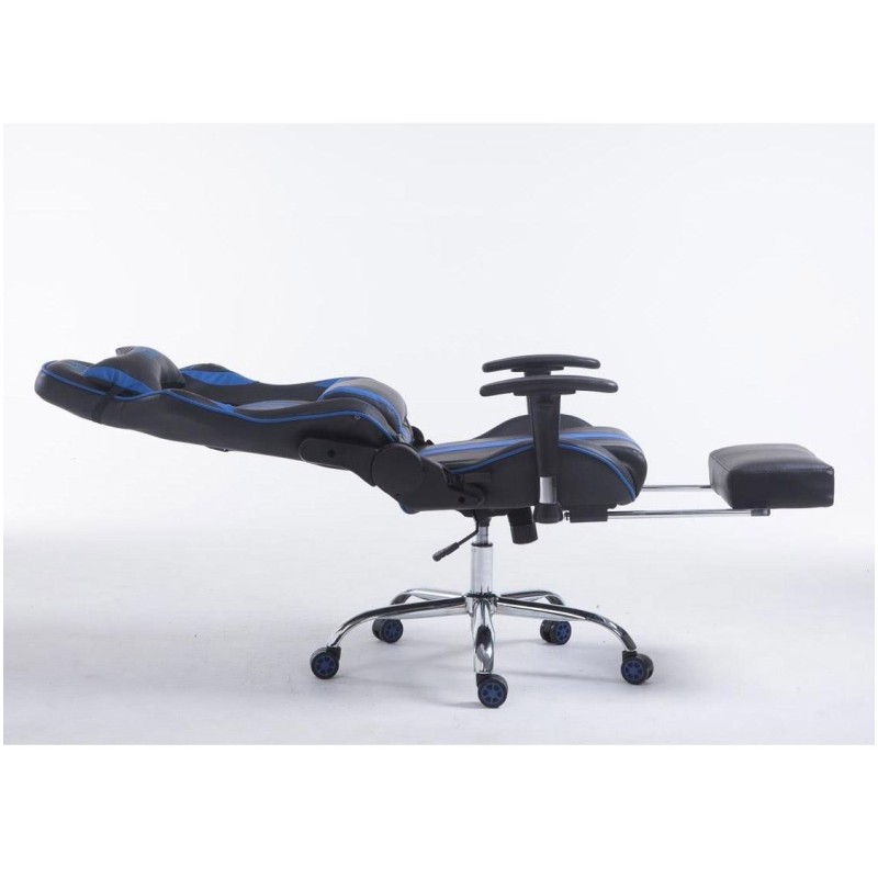 Silla gaming LOGAN con reposapiés, reclinable, con cojines, en piel color negro/amarillo