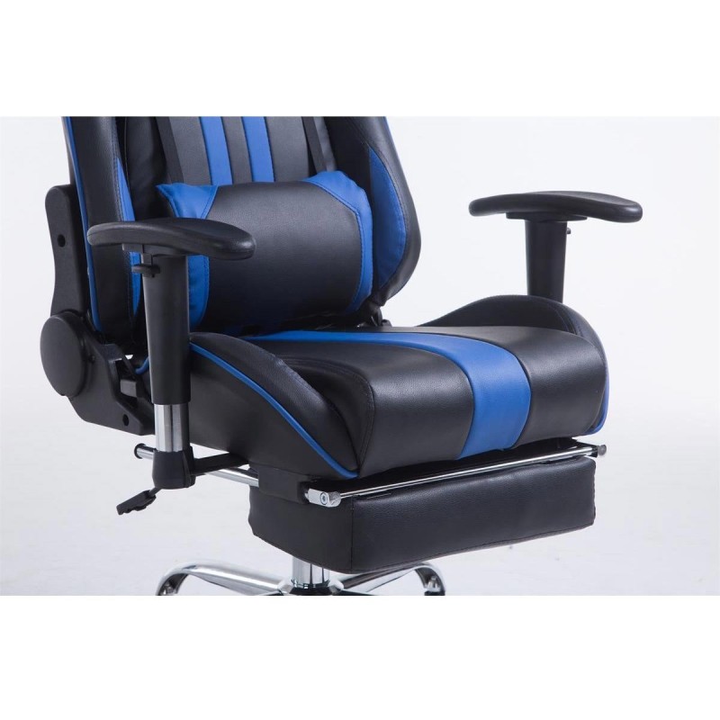 Silla gaming LOGAN con reposapiés, reclinable, con cojines, en piel color negro/amarillo