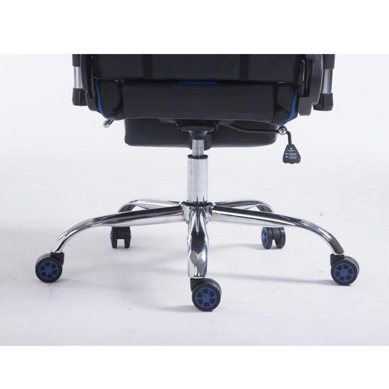 Silla gaming LOGAN con reposapiés, reclinable, con cojines, en piel color negro/amarillo