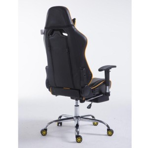 Silla gaming LOGAN con reposapiés, reclinable, con cojines, en piel color negro/amarillo