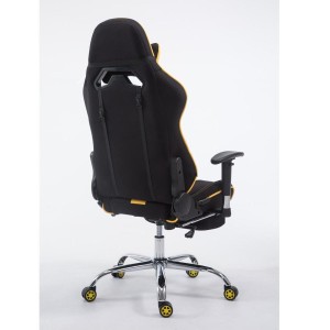 Silla gaming LOGAN TELA con reposapiés, reclinable, con cojines, en color negro/amarillo