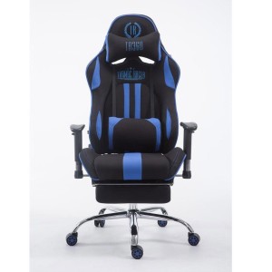 Silla gaming LOGAN TELA con reposapiés, reclinable, con cojines, en color negro/amarillo