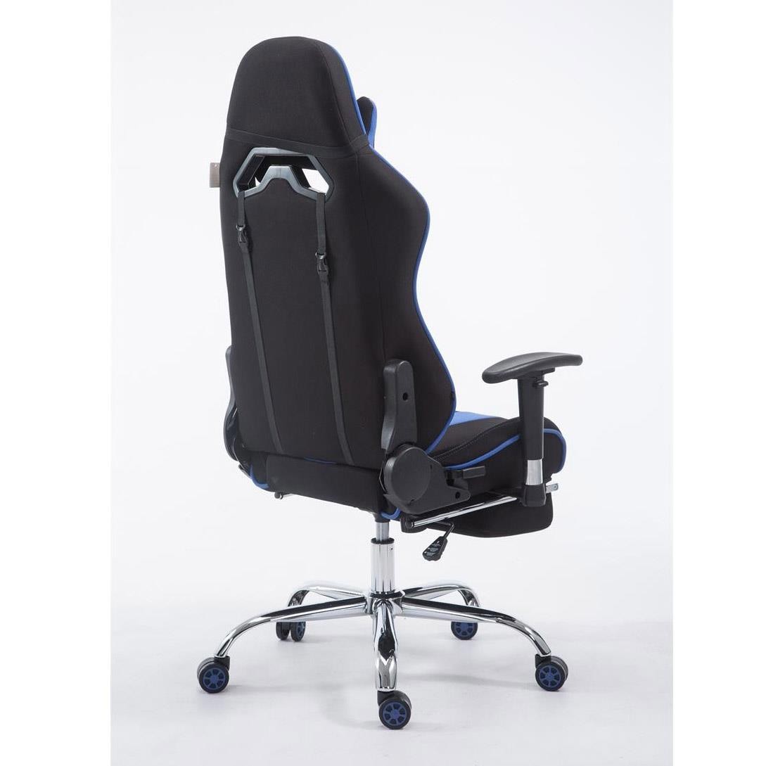 Silla Gaming LOGAN TELA con Reposapiés, Respaldo Reclinable, Cojines Incluidos, Base de Metal, En Negro/Amarillo