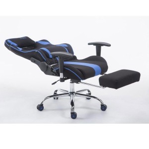 Silla gaming LOGAN TELA con reposapiés, reclinable, con cojines, en color negro/amarillo