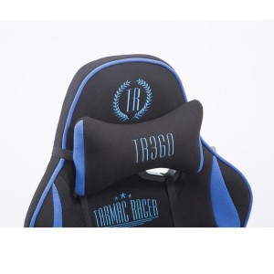 Silla gaming LOGAN TELA con reposapiés, reclinable, con cojines, en color negro/amarillo
