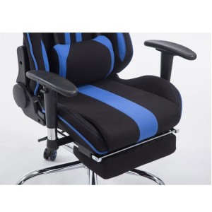 Silla gaming LOGAN TELA con reposapiés, reclinable, con cojines, en color negro/amarillo