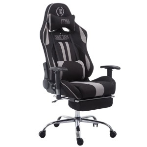 Silla gaming LOGAN TELA con reposapiés, reclinable, con cojines, en color negro/amarillo