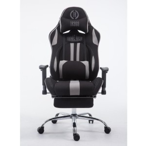 Silla gaming LOGAN TELA con reposapiés, reclinable, con cojines, en color negro/amarillo