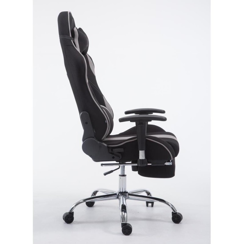 Silla gaming LOGAN TELA con reposapiés, reclinable, con cojines, en color negro/amarillo