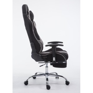 Silla gaming LOGAN TELA con reposapiés, reclinable, con cojines, en color negro/amarillo