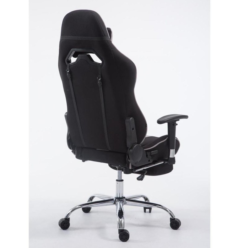 Silla gaming LOGAN TELA con reposapiés, reclinable, con cojines, en color negro/amarillo